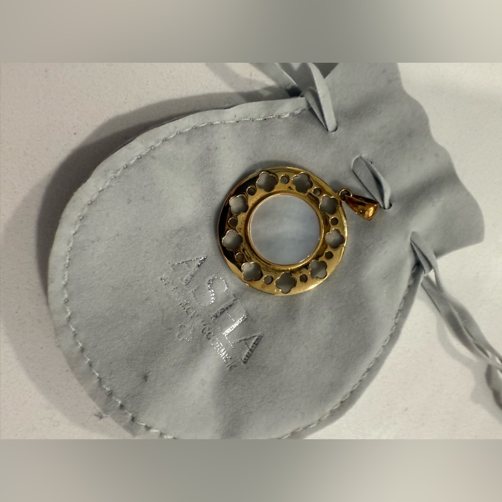 ASHA by ADM - Gold and White Pendant Necklace